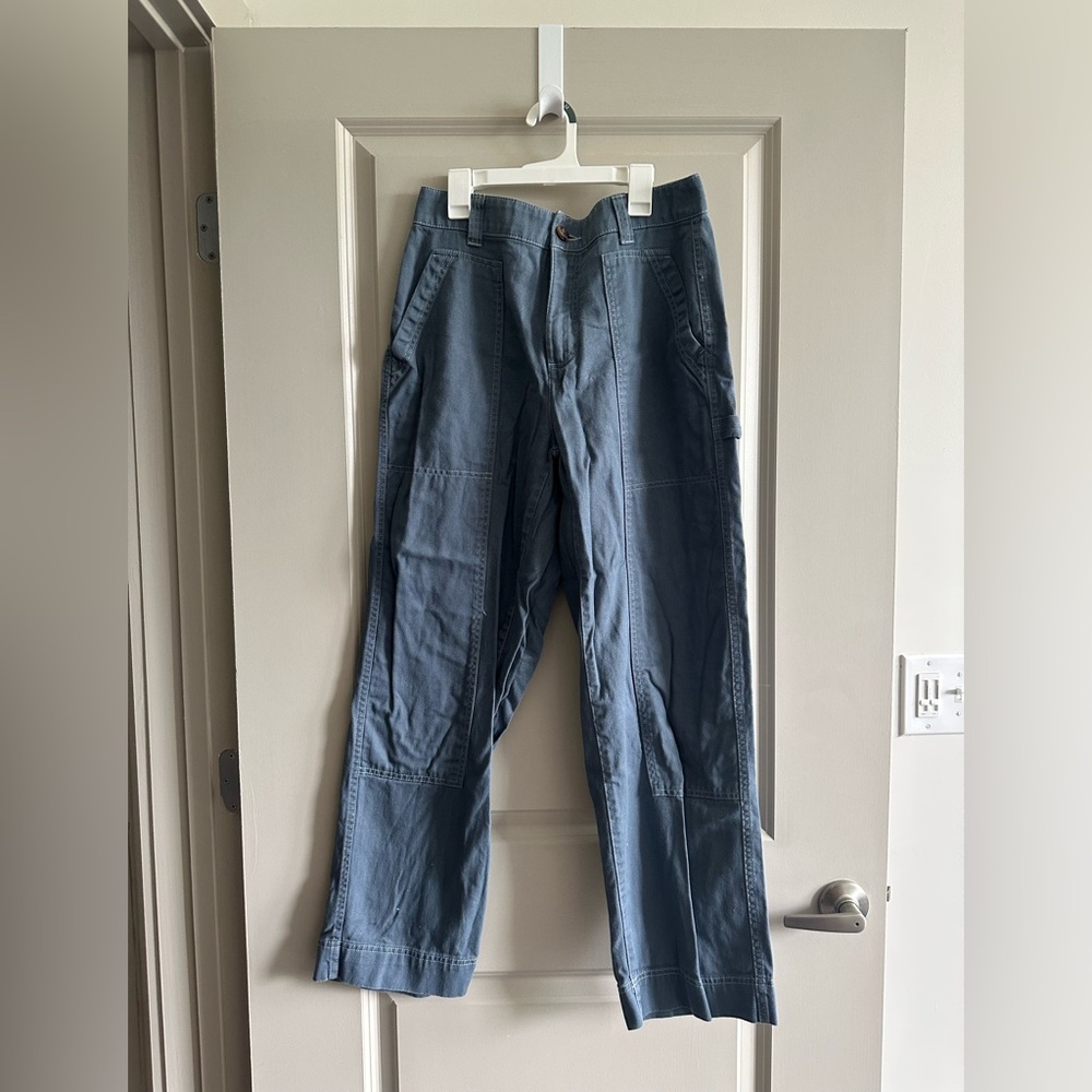 Old Navy High Rise Utility Pants Womens 8 Dusty Blue Straight Cotton